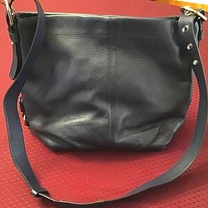 Coach Navy Pebbled Leather Crossbody Bag